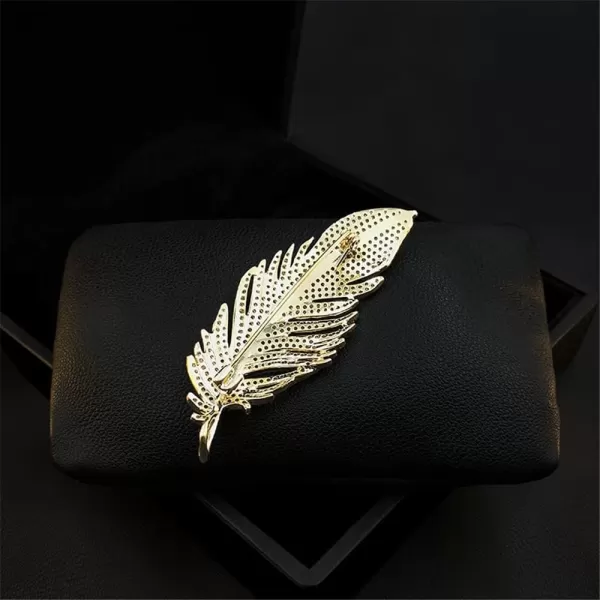 Gold Rhinestone Feather Brooch Pin for Women Men Fashion Crystal Delicate Leaf Brooch Lapel Pins Elegant Dress Accessories Jewelry Boutonniere Corsage for Hat Bag Suit Tie Wedding BirthdayGold Rhinestone Feather Brooch Pin for Women Men Fashion Crystal Delicate Leaf Brooch Lapel Pins Elegant Dress Accessories Jewelry Boutonniere Corsage for Hat Bag Suit Tie Wedding Birthday
