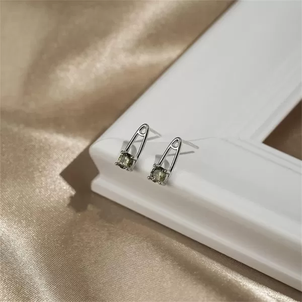 Green CZ Safety Pin Earrings 925 Sterling Silver Cute Small Olivine Stud Cartilage Earring for Women Girls Hypoallergenic Piercing Post Tragus Fashion Unique Crystal Jewelry Dainty Gifts BirthdayGreen CZ Safety Pin Earrings 925 Sterling Silver Cute Small Olivine Stud Cartilage Earring for Women Girls Hypoallergenic Piercing Post Tragus Fashion Unique Crystal Jewelry Dainty Gifts Birthday