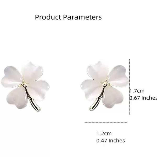 Green Cat Eyes Clover Flower Earrings for Women Girls 925 Sterling Silver Post Pin Hypoallergenic Lucky Love Heart 4 Leaf Petal Small Cute Studs Earring Dainty Gifts for Mother Sister AuntWhite