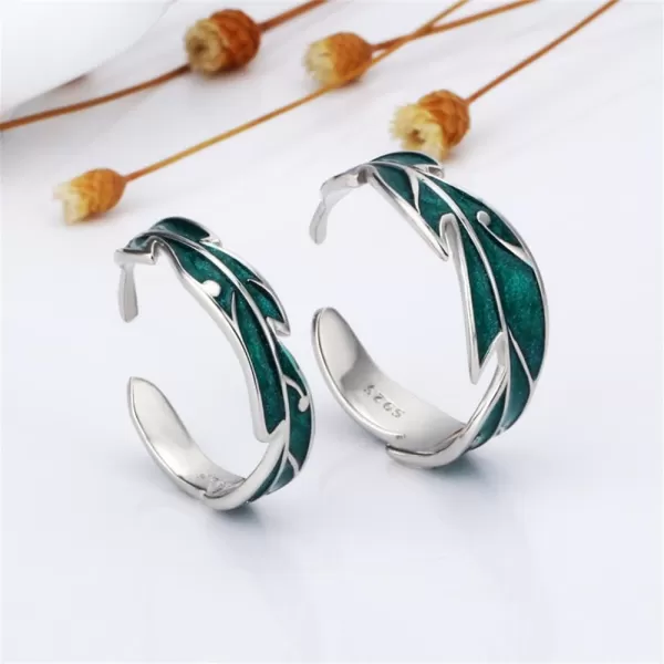 Green Leaf Couple Rings Sets for Him and Her 925 Sterling Silver Adjustable Palm Leaves Promise Engagement Statement Open Wrap Finger Tail Ring for Women Men Comfort Fit Wedding Anniversary BFF Gifts 2 PCsGreen Leaf Couple Rings Sets for Him and Her 925 Sterling Silver Adjustable Palm Leaves Promise Engagement Statement Open Wrap Finger Tail Ring for Women Men Comfort Fit Wedding Anniversary BFF Gifts 2 PCs