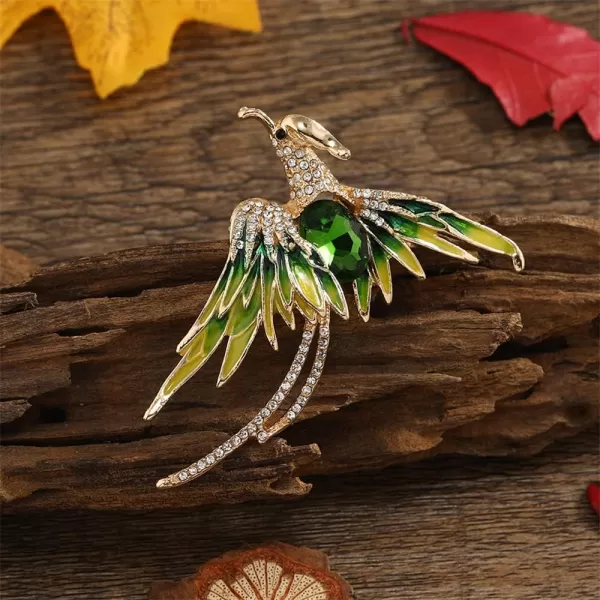 Green Rhinestone Bird Brooch for Women Girls Gold Plated Fashion Enamel Animal Resurrection Reborn Statement Brooches Lapel Breastpin Delicate Wedding Birthday Anniversary Jewelry GiftGreen Rhinestone Bird Brooch for Women Girls Gold Plated Fashion Enamel Animal Resurrection Reborn Statement Brooches Lapel Breastpin Delicate Wedding Birthday Anniversary Jewelry Gift