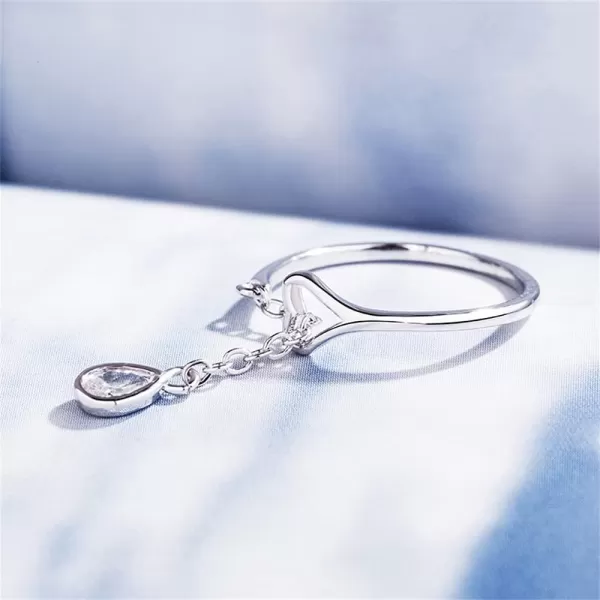 Heart Eternity Chain Statement Ring for Women Girls 925 Silver Plated Imitation Teardrop Diamond Adjustable Expandable Open Band Rings Wedding Promise Birthday Party JewelryHeart Eternity Chain Statement Ring for Women Girls 925 Silver Plated Imitation Teardrop Diamond Adjustable Expandable Open Band Rings Wedding Promise Birthday Party Jewelry