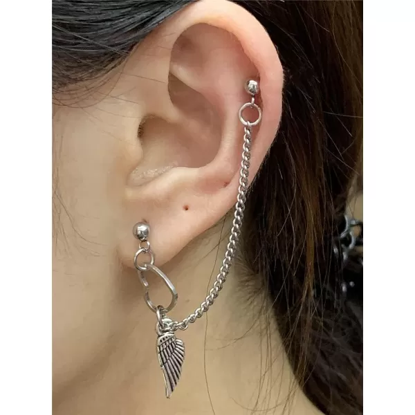 Heart Wing Tassel Chain Drop Dangle Double Piercing Ball Stud Earring for Women Girls Stainless Steel Love Angel Statement Hypoallergenic Ear Crawler Climber Vine Cartilage Tragus Studs 1 PieceHeart Wing Tassel Chain Drop Dangle Double Piercing Ball Stud Earring for Women Girls Stainless Steel Love Angel Statement Hypoallergenic Ear Crawler Climber Vine Cartilage Tragus Studs 1 Piece
