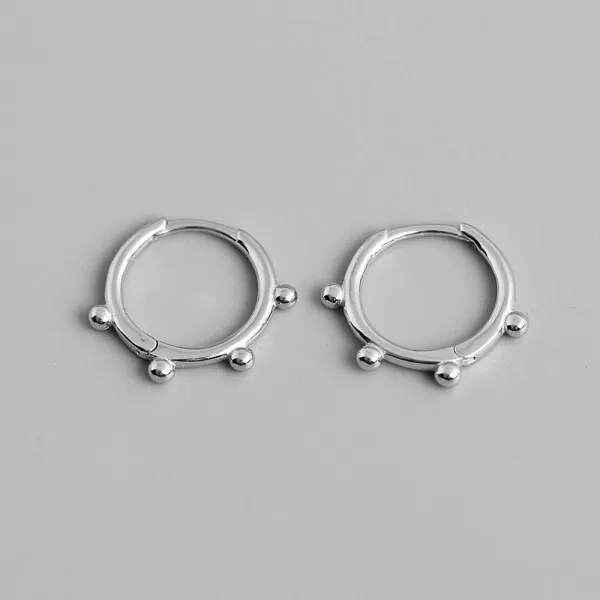 Huggie Beaded Small Sleeper Hoop Earrings for Women Girls 925 Sterling Silver Minimalist Tiny Ball Bead Stud Cuff Cartilage Helix Wrap Fashion Dainty Hypoallergenic JewelrySilver