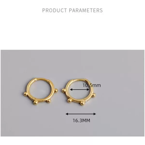 Huggie Beaded Small Sleeper Hoop Earrings for Women Girls 925 Sterling Silver Minimalist Tiny Ball Bead Stud Cuff Cartilage Helix Wrap Fashion Dainty Hypoallergenic JewelryGold
