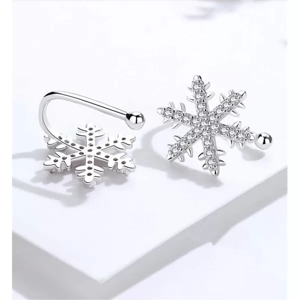 Huggie CZ Snowflake Cuff Wrap Cartilage Earrings for Women Girls S925 Sterling Silver Charm Austrian Crystal Clear Diamond Hoop Clip on Non Piercing Winter Jewelry Fashion Wedding Christmas GiftsHuggie CZ Snowflake Cuff Wrap Cartilage Earrings for Women Girls S925 Sterling Silver Charm Austrian Crystal Clear Diamond Hoop Clip on Non Piercing Winter Jewelry Fashion Wedding Christmas Gifts