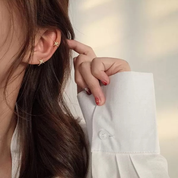 Huggie CZ Star Cuff Wrap Earrings for Women Girls 925 Sterling Silver Tiny Cute Crystal Diamond Twinkle Galaxy Hoop Clip on Earrings Cartilage Non Piercing Jewelry Fashion Wedding Gifts Gold PlatedHuggie CZ Star Cuff Wrap Earrings for Women Girls 925 Sterling Silver Tiny Cute Crystal Diamond Twinkle Galaxy Hoop Clip on Earrings Cartilage Non Piercing Jewelry Fashion Wedding Gifts Gold Plated
