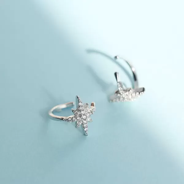 Huggie CZ Star Cuff Wrap Earrings for Women Girls S925 Sterling Silver Small Cute Snowflake Crystal Diamond Twinkle Galaxy Hoop Clip on Cartilage Non Piercing Jewelry Fashion Gifts Party WeddingHuggie CZ Star Cuff Wrap Earrings for Women Girls S925 Sterling Silver Small Cute Snowflake Crystal Diamond Twinkle Galaxy Hoop Clip on Cartilage Non Piercing Jewelry Fashion Gifts Party Wedding