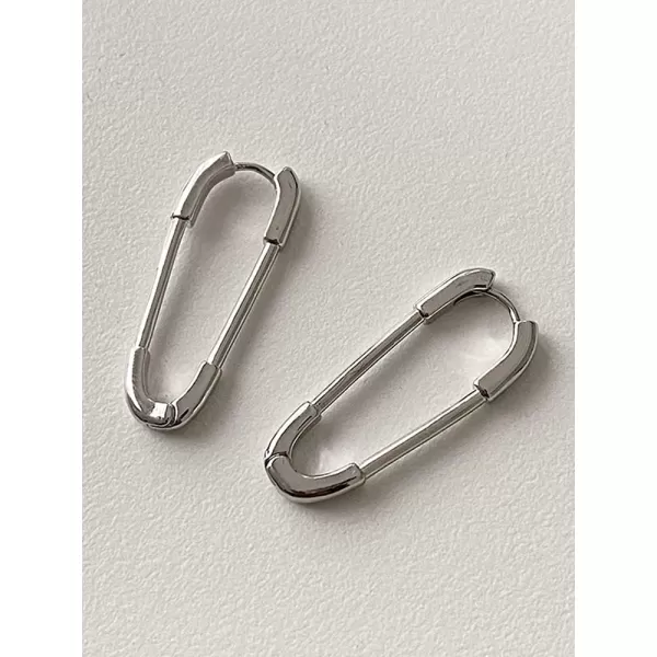 Huggie Safety Pin Small Hoop Earrings for Women Girls 925 Silver Plated Minimalist Cartilage Sleeper Hoops Lightweight Lock Dangle Drop Fashion Simple JewelrySilver