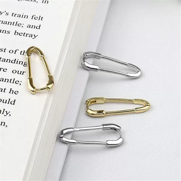 Huggie Safety Pin Small Hoop Earrings for Women Girls 925 Silver Plated Minimalist Cartilage Sleeper Hoops Lightweight Lock Dangle Drop Fashion Simple JewelrySilver