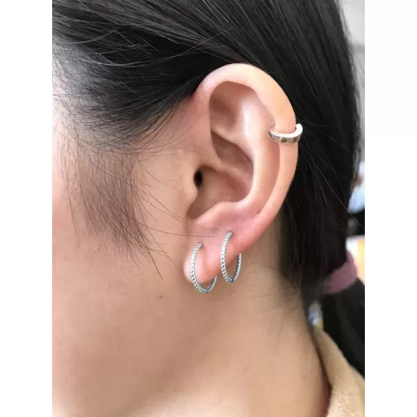 Huggie Small Hoop Earrings for Women Girls Sterling Silver Minimalist Cartilage Cuff Tragus Helix Huggie Endless Sleeper Hoops Hypoallergenic for Piercing Ear Faith Body Jewelry20g 12mm Silver