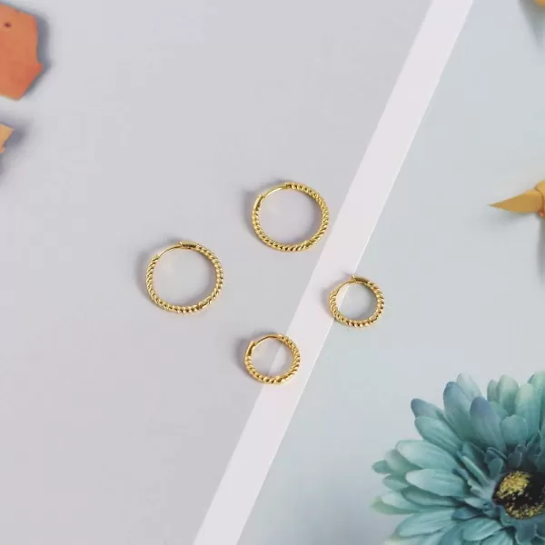 Huggie Small Hoop Earrings for Women Girls Sterling Silver Minimalist Cartilage Cuff Tragus Helix Huggie Endless Sleeper Hoops Hypoallergenic for Piercing Ear Faith Body Jewelry20g 12mm Gold