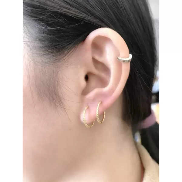 Huggie Small Hoop Earrings for Women Girls Sterling Silver Minimalist Cartilage Cuff Tragus Helix Huggie Endless Sleeper Hoops Hypoallergenic for Piercing Ear Faith Body Jewelry20g 12mm Gold