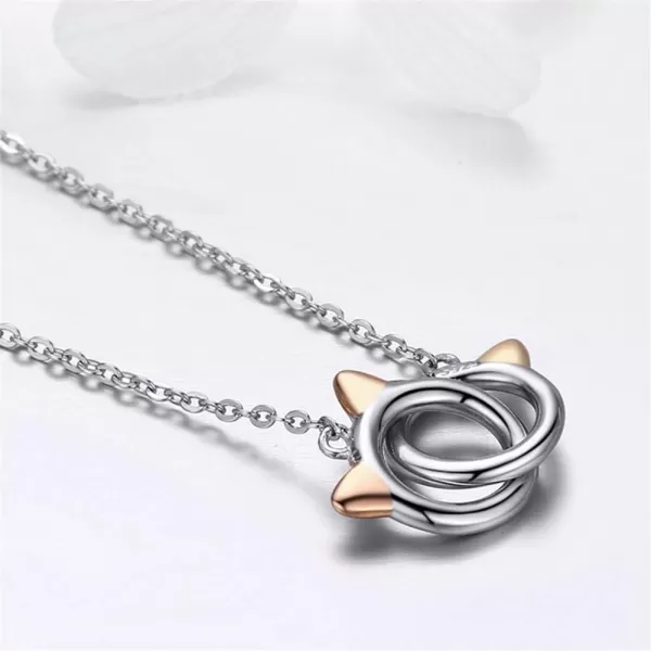 Infinity Love Heart Cat Necklace for Women Girls 925 Sterling Silver TwoTone Hollow out Mother and Daughter Kitten Ear Pendant Choker Necklace Double Interlocking Circles Jewelry Cute DelicateInfinity Love Heart Cat Necklace for Women Girls 925 Sterling Silver TwoTone Hollow out Mother and Daughter Kitten Ear Pendant Choker Necklace Double Interlocking Circles Jewelry Cute Delicate