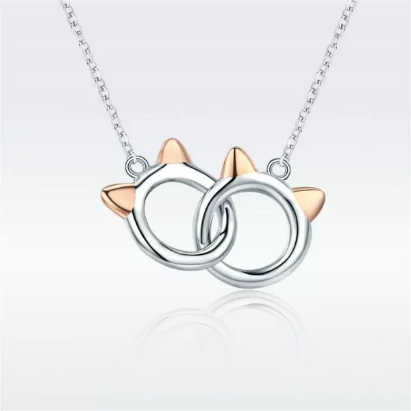 Infinity Love Heart Cat Necklace for Women Girls 925 Sterling Silver TwoTone Hollow out Mother and Daughter Kitten Ear Pendant Choker Necklace Double Interlocking Circles Jewelry Cute DelicateInfinity Love Heart Cat Necklace for Women Girls 925 Sterling Silver TwoTone Hollow out Mother and Daughter Kitten Ear Pendant Choker Necklace Double Interlocking Circles Jewelry Cute Delicate