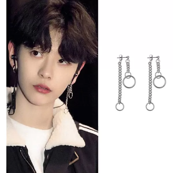 Interlocking Chain Drop Dangle Earrings Surgical Stainless Steel Hugie Hoops Tassel Dropping Dangly for Women Men Punk Ball Studs Hypoallergenic Fashion Unique JewelryInterlocking Chain Drop Dangle Earrings Surgical Stainless Steel Hugie Hoops Tassel Dropping Dangly for Women Men Punk Ball Studs Hypoallergenic Fashion Unique Jewelry