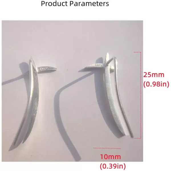 Katana Knift Simple Ear Climber Crawler Moon Cuffs Wrap Earrings for Women Girls Men 925 Sterling Silver Minimalist Long Wave Curved Bar Studs Pierced Geometric Post Vine Pin Personalized Hoops Jewelysilver