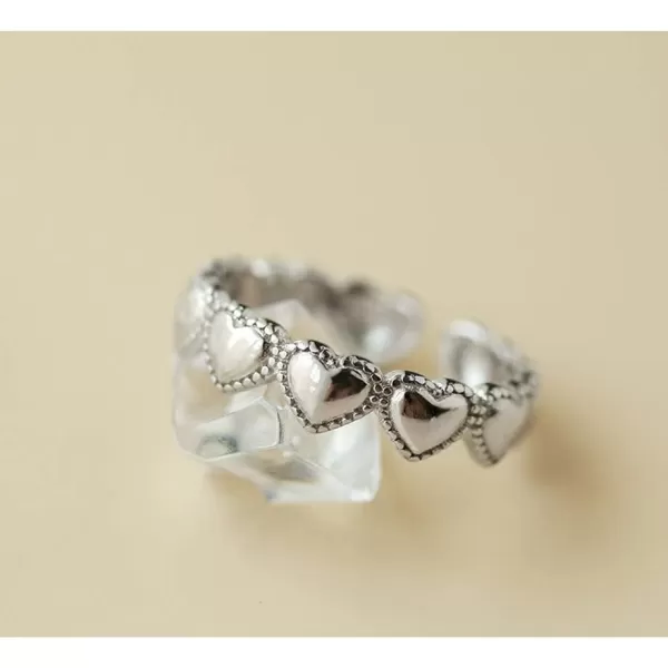 Lace Heart S925 Sterling Silver Ring for Women Girls Dainty Polished Engagement Promise Inifinity Love Expandable Open Finger Statement Rings Fashion Valentine Jewelry Gift for Girlfriend MomLace Heart S925 Sterling Silver Ring for Women Girls Dainty Polished Engagement Promise Inifinity Love Expandable Open Finger Statement Rings Fashion Valentine Jewelry Gift for Girlfriend Mom