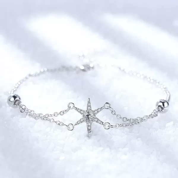 Layered CZ Star Ball Bead Bracelet for Women Girls 14K White Gold Plated Cubic Zirconia Birthstone Starry Adjustable Charm Chains Dainty Birthday Wedding Jewelry GiftLayered CZ Star Ball Bead Bracelet for Women Girls 14K White Gold Plated Cubic Zirconia Birthstone Starry Adjustable Charm Chains Dainty Birthday Wedding Jewelry Gift
