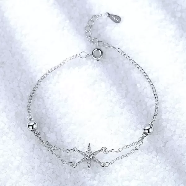 Layered CZ Star Ball Bead Bracelet for Women Girls 14K White Gold Plated Cubic Zirconia Birthstone Starry Adjustable Charm Chains Dainty Birthday Wedding Jewelry GiftLayered CZ Star Ball Bead Bracelet for Women Girls 14K White Gold Plated Cubic Zirconia Birthstone Starry Adjustable Charm Chains Dainty Birthday Wedding Jewelry Gift