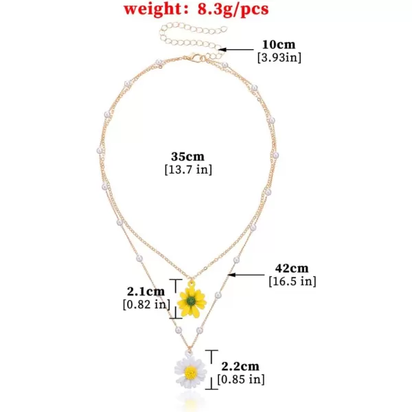 Layered Daisy Flower Pendant Necklaces for Women Girls Gold Plated Acrylic Resin White Yellow Sunflowers Shell Pearls Charms Link Choker Chains Adjustable Cute JewelryLayered Daisy Flower Pendant Necklaces for Women Girls Gold Plated Acrylic Resin White Yellow Sunflowers Shell Pearls Charms Link Choker Chains Adjustable Cute Jewelry