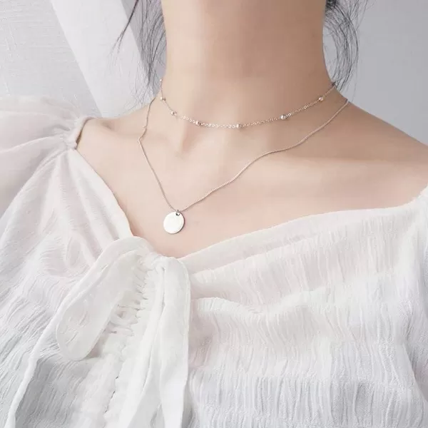 Layered Disc Pendant Choker Necklace for Women Girls 925 Sterling Silver 18K Gold Dainty Full Moon Circle Coin Collar TwoDouble Chain Fashion Y Jewelry Best Gifts Box Birthday Wedding silverLayered Disc Pendant Choker Necklace for Women Girls 925 Sterling Silver 18K Gold Dainty Full Moon Circle Coin Collar TwoDouble Chain Fashion Y Jewelry Best Gifts Box Birthday Wedding silver