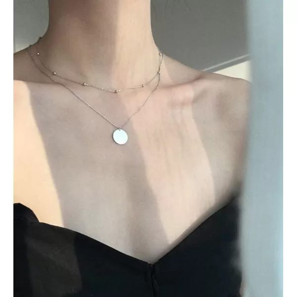 Layered Disc Pendant Choker Necklace for Women Girls 925 Sterling Silver 18K Gold Dainty Full Moon Circle Coin Collar TwoDouble Chain Fashion Y Jewelry Best Gifts Box Birthday Wedding silverLayered Disc Pendant Choker Necklace for Women Girls 925 Sterling Silver 18K Gold Dainty Full Moon Circle Coin Collar TwoDouble Chain Fashion Y Jewelry Best Gifts Box Birthday Wedding silver