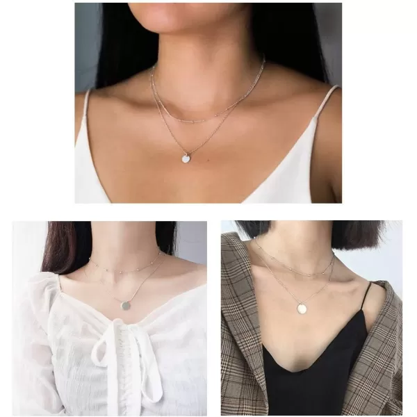 Layered Disc Pendant Choker Necklace for Women Girls 925 Sterling Silver 18K Gold Dainty Full Moon Circle Coin Collar TwoDouble Chain Fashion Y Jewelry Best Gifts Box Birthday Wedding silverLayered Disc Pendant Choker Necklace for Women Girls 925 Sterling Silver 18K Gold Dainty Full Moon Circle Coin Collar TwoDouble Chain Fashion Y Jewelry Best Gifts Box Birthday Wedding silver