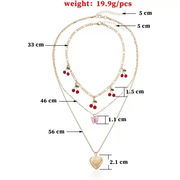 Layered Heart Locket Pendant Necklaces Set for Women Girls Cute Charms Acrylic Butterfly Enameled Cherry Fruit Link Chain Choker Necklace Retro Birthday Party Y2K Jewelry Gifts for Little Girl 2 PiecesLayered Heart Locket Pendant Necklaces Set for Women Girls Cute Charms Acrylic Butterfly Enameled Cherry Fruit Link Chain Choker Necklace Retro Birthday Party Y2K Jewelry Gifts for Little Girl 2 Pieces