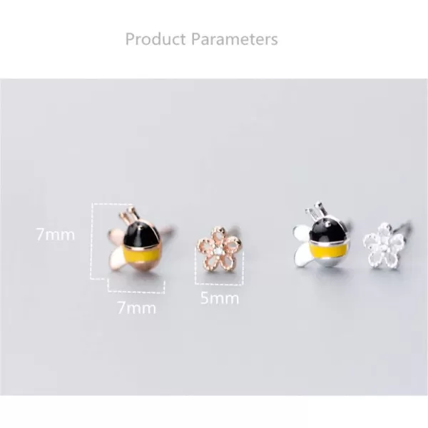 Little Cute Bee Flower Earrings for Teen Girls 925 Sterling Silver Crystal Enamle Tiny Small Animal Bumble Honey Bees Studs Tragus Post Asymmetrical Hypoallergenic Earring for Daughter SilverLittle Cute Bee Flower Earrings for Teen Girls 925 Sterling Silver Crystal Enamle Tiny Small Animal Bumble Honey Bees Studs Tragus Post Asymmetrical Hypoallergenic Earring for Daughter Silver