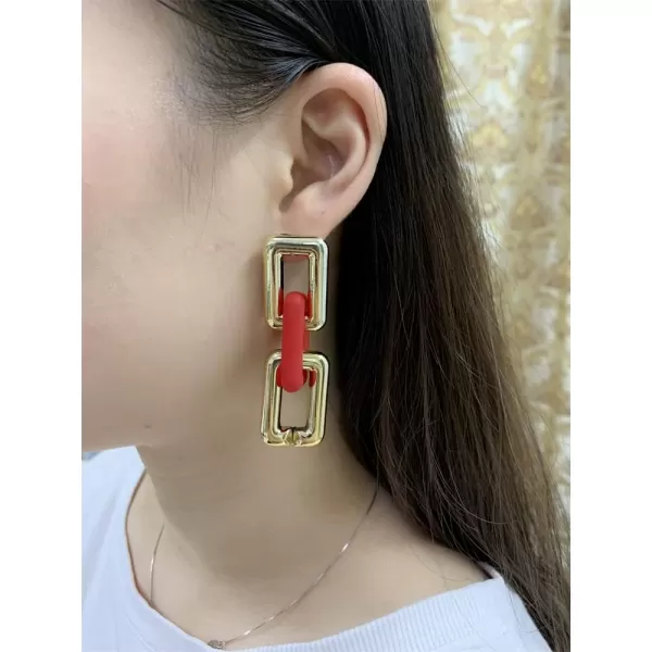 Long Chain Dangle Earrings for Women Girls Gold Plated Minimalist Big Rectangle Link Chains Statement Drop Dangling Hypoallergenic Stud Earring Fashion Hip Hop Y2K Party Jewelry Unique Gifts RedLong Chain Dangle Earrings for Women Girls Gold Plated Minimalist Big Rectangle Link Chains Statement Drop Dangling Hypoallergenic Stud Earring Fashion Hip Hop Y2K Party Jewelry Unique Gifts Red
