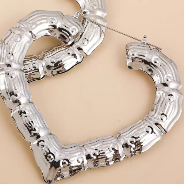 Love Heart Bamboo Big Hoop Earrings Set for Women Girls Silvery Lightweight Dangle Drop Chunky Hoops Fashion Punk Birthday Christmas Valentine Jewelry Gifts 3 PairsLove Heart Bamboo Big Hoop Earrings Set for Women Girls Silvery Lightweight Dangle Drop Chunky Hoops Fashion Punk Birthday Christmas Valentine Jewelry Gifts 3 Pairs
