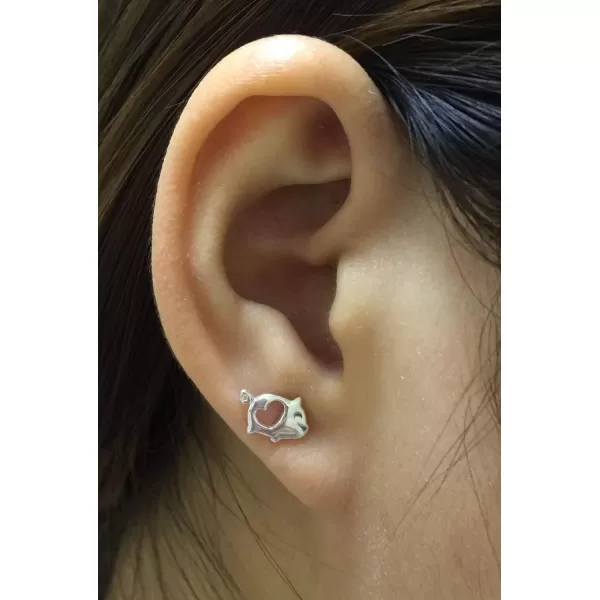 Love Heart Cute Pig Sterling Silver Studs Earrings for Women Teen Girls Sensitive Ears Tiny Lucky PostLove Heart Cute Pig Sterling Silver Studs Earrings for Women Teen Girls Sensitive Ears Tiny Lucky Post