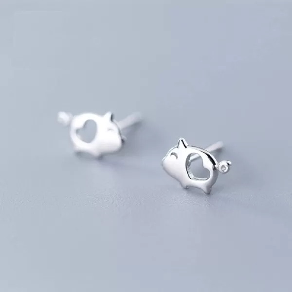 Love Heart Cute Pig Sterling Silver Studs Earrings for Women Teen Girls Sensitive Ears Tiny Lucky PostLove Heart Cute Pig Sterling Silver Studs Earrings for Women Teen Girls Sensitive Ears Tiny Lucky Post