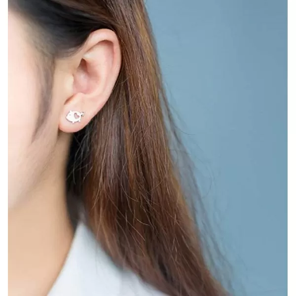 Love Heart Cute Pig Sterling Silver Studs Earrings for Women Teen Girls Sensitive Ears Tiny Lucky PostLove Heart Cute Pig Sterling Silver Studs Earrings for Women Teen Girls Sensitive Ears Tiny Lucky Post