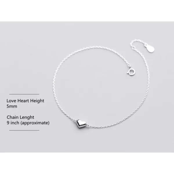 Lovely Sterling Silver Heart Anklets for Women Teen Girls Cute Charm Boho Anklet Bracelet Adjustable Foot Chains Beach Wedding Birthday Body Jewelry Party Gift 8 inchLovely Sterling Silver Heart Anklets for Women Teen Girls Cute Charm Boho Anklet Bracelet Adjustable Foot Chains Beach Wedding Birthday Body Jewelry Party Gift 8 inch