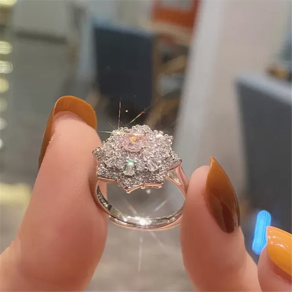 Luxury Princess Cut CZ Wedding Engagement Ring for Women Girls Silver Tone Fashion Pink Diamond Expandable Adjustable Wrap Rings Comfort Fit Dainty Valentine Anniversary Party Jewelry Gift for HerLuxury Princess Cut CZ Wedding Engagement Ring for Women Girls Silver Tone Fashion Pink Diamond Expandable Adjustable Wrap Rings Comfort Fit Dainty Valentine Anniversary Party Jewelry Gift for Her