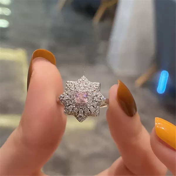 Luxury Princess Cut CZ Wedding Engagement Ring for Women Girls Silver Tone Fashion Pink Diamond Expandable Adjustable Wrap Rings Comfort Fit Dainty Valentine Anniversary Party Jewelry Gift for HerLuxury Princess Cut CZ Wedding Engagement Ring for Women Girls Silver Tone Fashion Pink Diamond Expandable Adjustable Wrap Rings Comfort Fit Dainty Valentine Anniversary Party Jewelry Gift for Her