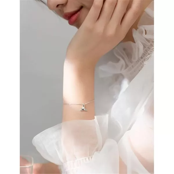 Mermaid Tail Bracelet for Women Girls Sterling Silver 18k White Gold Plated Cute Delicate Polished Fish Dolphin Whale Tail Adjustable Charm Link Bracelets for Pet Lover Animal Keepsake Jewelry GiftsMermaid Tail Bracelet for Women Girls Sterling Silver 18k White Gold Plated Cute Delicate Polished Fish Dolphin Whale Tail Adjustable Charm Link Bracelets for Pet Lover Animal Keepsake Jewelry Gifts