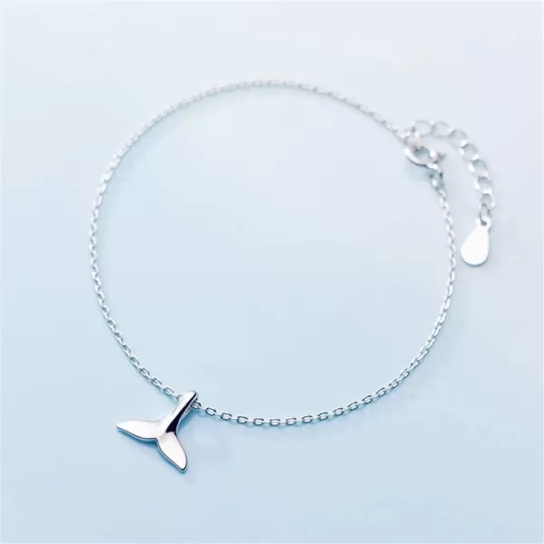 Mermaid Tail Bracelet for Women Girls Sterling Silver 18k White Gold Plated Cute Delicate Polished Fish Dolphin Whale Tail Adjustable Charm Link Bracelets for Pet Lover Animal Keepsake Jewelry GiftsMermaid Tail Bracelet for Women Girls Sterling Silver 18k White Gold Plated Cute Delicate Polished Fish Dolphin Whale Tail Adjustable Charm Link Bracelets for Pet Lover Animal Keepsake Jewelry Gifts