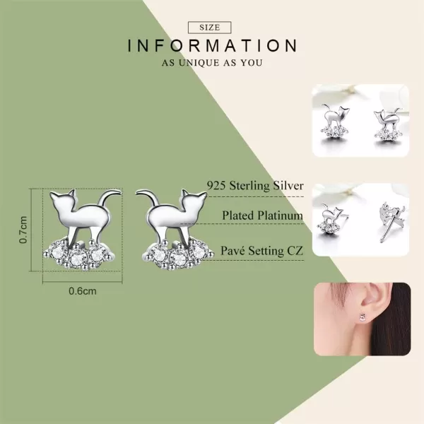 Mini Cat Sterling Silver Stud Earrings for Teen Girls Cubic Zironia Tiny Cute Kitty Animal Tragus Lucky Post Pin Hypoallergenic Rhodium Plated Jewelry Dainty Gifts for DaughterMini Cat Sterling Silver Stud Earrings for Teen Girls Cubic Zironia Tiny Cute Kitty Animal Tragus Lucky Post Pin Hypoallergenic Rhodium Plated Jewelry Dainty Gifts for Daughter