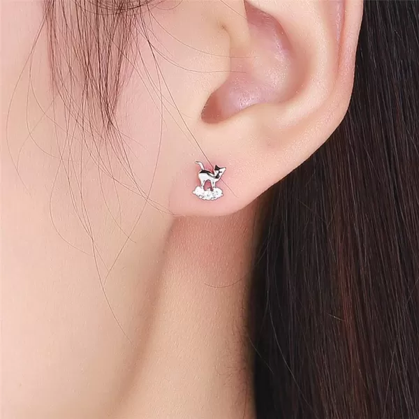 Mini Cat Sterling Silver Stud Earrings for Teen Girls Cubic Zironia Tiny Cute Kitty Animal Tragus Lucky Post Pin Hypoallergenic Rhodium Plated Jewelry Dainty Gifts for DaughterMini Cat Sterling Silver Stud Earrings for Teen Girls Cubic Zironia Tiny Cute Kitty Animal Tragus Lucky Post Pin Hypoallergenic Rhodium Plated Jewelry Dainty Gifts for Daughter