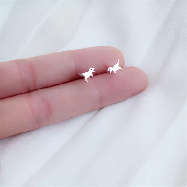 Mini Cute Dinosaur Stud Earrings for Women Girls Men Sterling Silver Hypoallergenic Tiny Dragon Brontosaurus Animal Cartilage Tragus Post Fashion Minimalist JewelrySilver