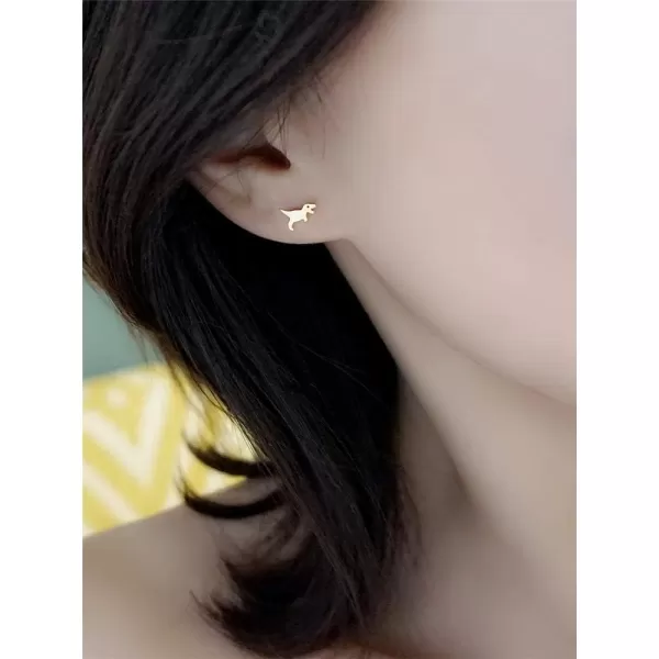 Mini Cute Dinosaur Stud Earrings for Women Girls Men Sterling Silver Hypoallergenic Tiny Dragon Brontosaurus Animal Cartilage Tragus Post Fashion Minimalist JewelryGold Plated