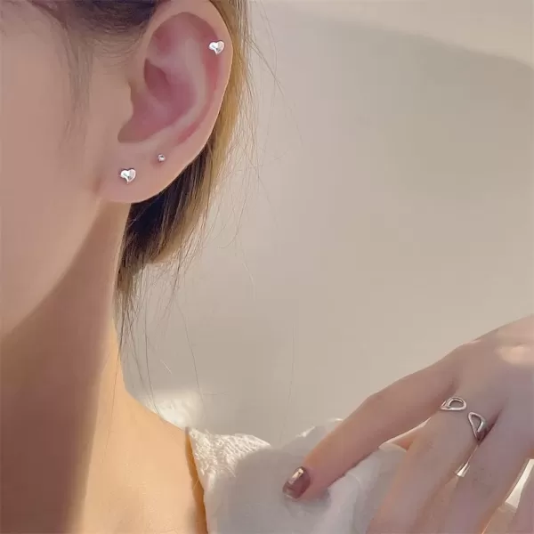 Mini Cute Heart Sterling Silver Earrings for Women Girls Minimalist Love Hearted Stud Tiny Small Cartilage Tragus Post Pin Hypoallergenic 20G Pierced Ear Jewelry Gifts Valentine AnniversaryMini Cute Heart Sterling Silver Earrings for Women Girls Minimalist Love Hearted Stud Tiny Small Cartilage Tragus Post Pin Hypoallergenic 20G Pierced Ear Jewelry Gifts Valentine Anniversary