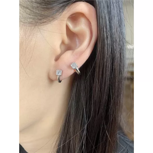 Mini Princess Round Cut CZ Small Hoop Cartilage Earrings for Women Teen Girls S925 Sterling Silver Tiny Square Crystal Diamond Hypoallergenic Dainty Sleeper Hoops Jewelry Gifts for Petite Ear 7mmMini Princess Round Cut CZ Small Hoop Cartilage Earrings for Women Teen Girls S925 Sterling Silver Tiny Square Crystal Diamond Hypoallergenic Dainty Sleeper Hoops Jewelry Gifts for Petite Ear 7mm