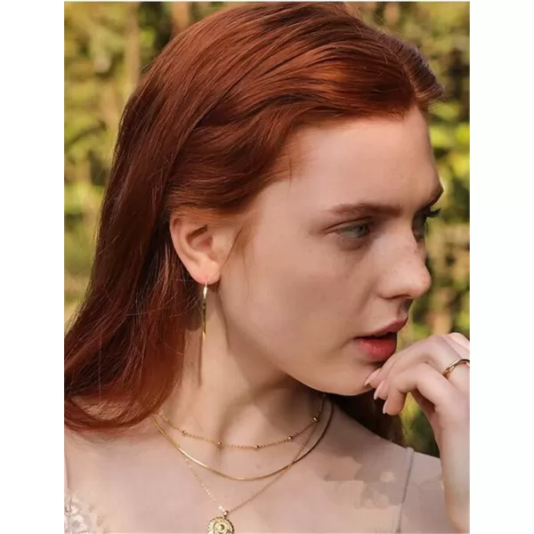 Minimalist Arc Bar Dangle Drop Earrings for Women Girls Men Sterling Silver Geometric Rectangular Simple Hoop Cuff Curving Threader Hypoallergenic Stud Personalized Jewelry Gifts14K Gold Plated