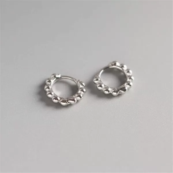 Minimalist Ball Bead Small Hoop Earrings for Women Girls S925 Sterling Silver Pierced Ear Simple Cartilage Tragus Sleeper Huggie Mini Hoops Irregular Tiny Dot Hinged Fashion Jewelry6mm silver