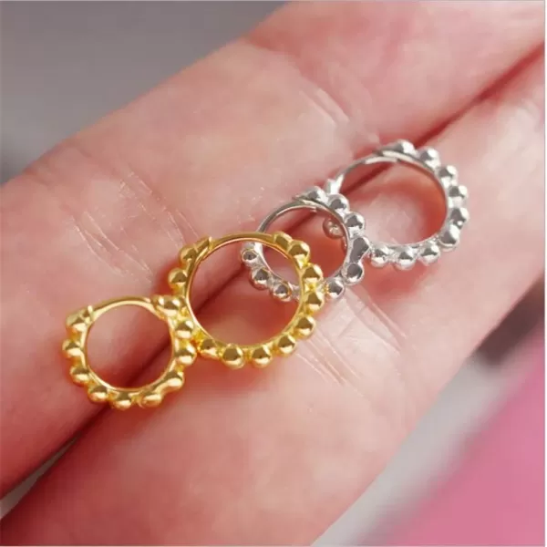 Minimalist Ball Bead Small Hoop Earrings for Women Girls S925 Sterling Silver Pierced Ear Simple Cartilage Tragus Sleeper Huggie Mini Hoops Irregular Tiny Dot Hinged Fashion Jewelry6mm silver