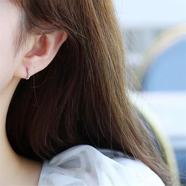 Minimalist Ball Bead Small Hoop Earrings for Women Girls S925 Sterling Silver Pierced Ear Simple Cartilage Tragus Sleeper Huggie Mini Hoops Irregular Tiny Dot Hinged Fashion Jewelry6mm silver